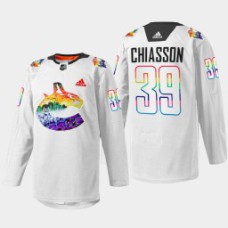 Alex Chiasson Vancouver Canucks Pride Night 2022 White #39 Jersey Mio Artwork Warmup