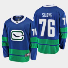 Men's Vancouver Canucks Arturs Silovs #76 Alternate 2021 Blue Jersey