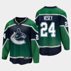 Men's Vancouver Canucks Jimmy Vesey #24 Reverse Retro 2021 Breakaway Green Jersey